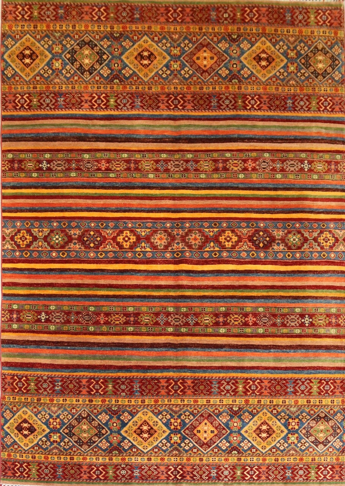 Afghan Tribal Rug -8.2×5.6Ft.