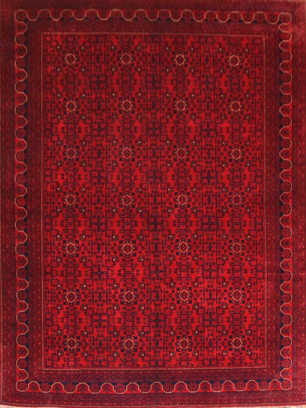 Red Afghan Turkmen Rug – 11.7X 8.2 FT.