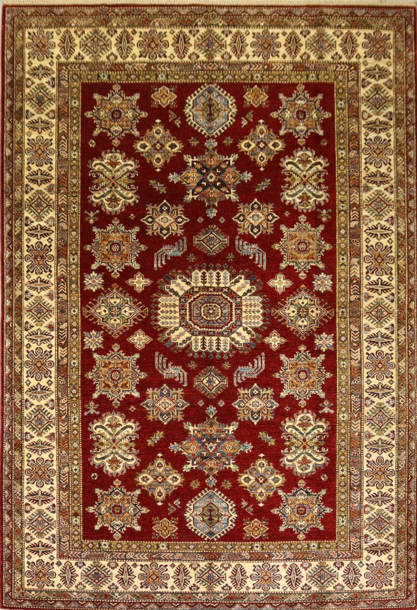 Handmade Red Area Rug -10.2×6.9Ft. 