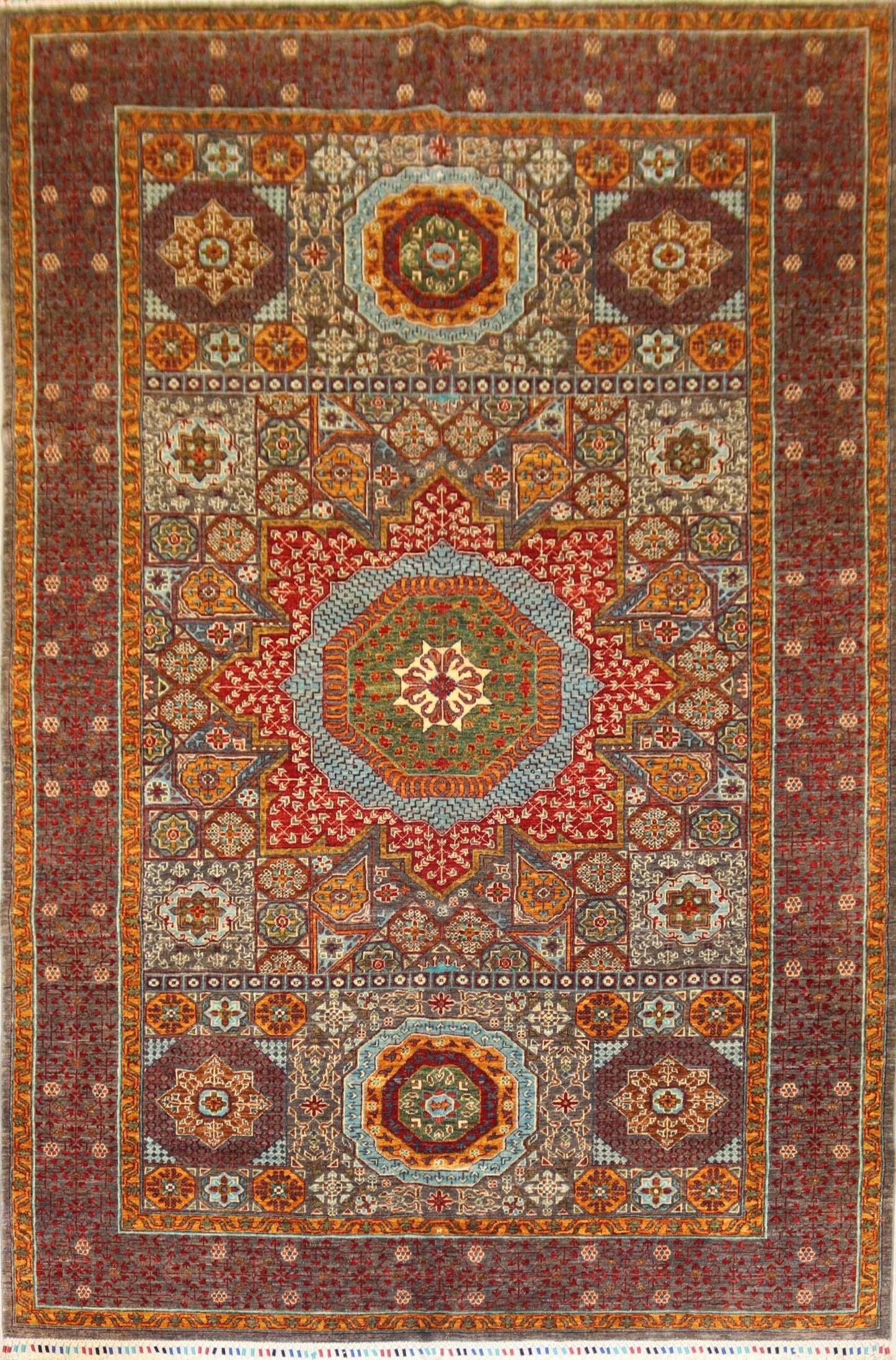 Afghan Mamlok Design Rug - 10.2×9.6.7Ft.