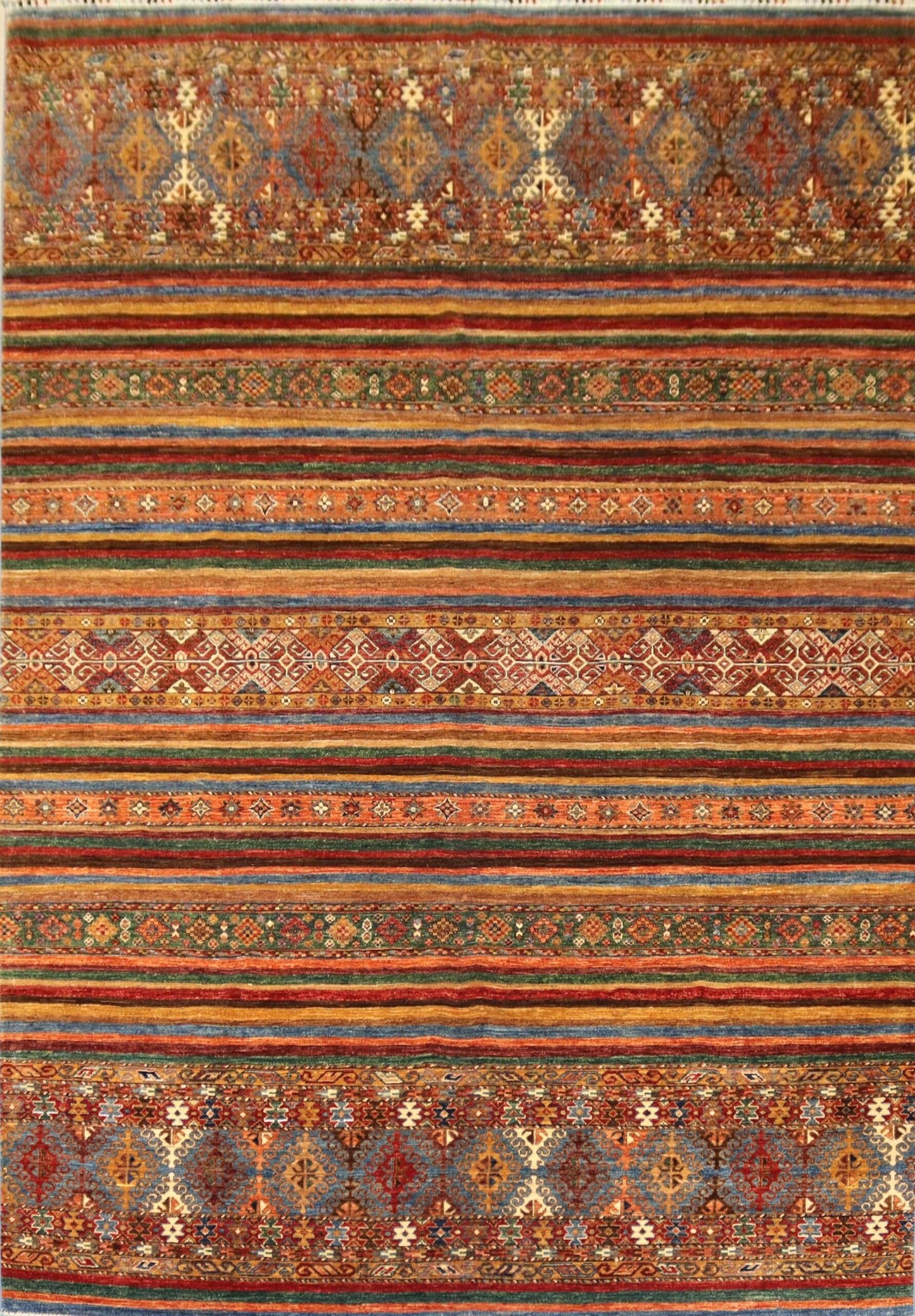 Afghan Tribal Design Rug - 10.1×6.8.Ft.