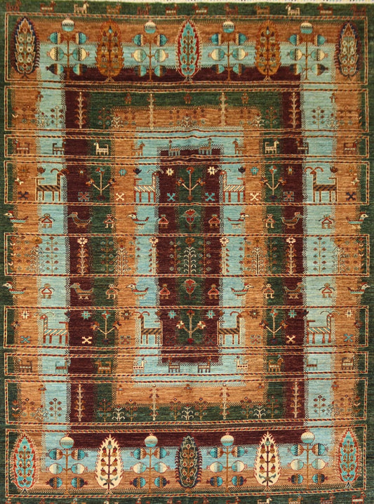 Afghan Green Rug -10.1×7.1 Ft.