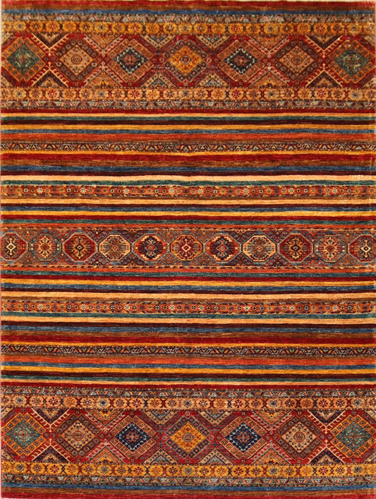 Red Handmade Rug  -7.9×5.8 Ft.