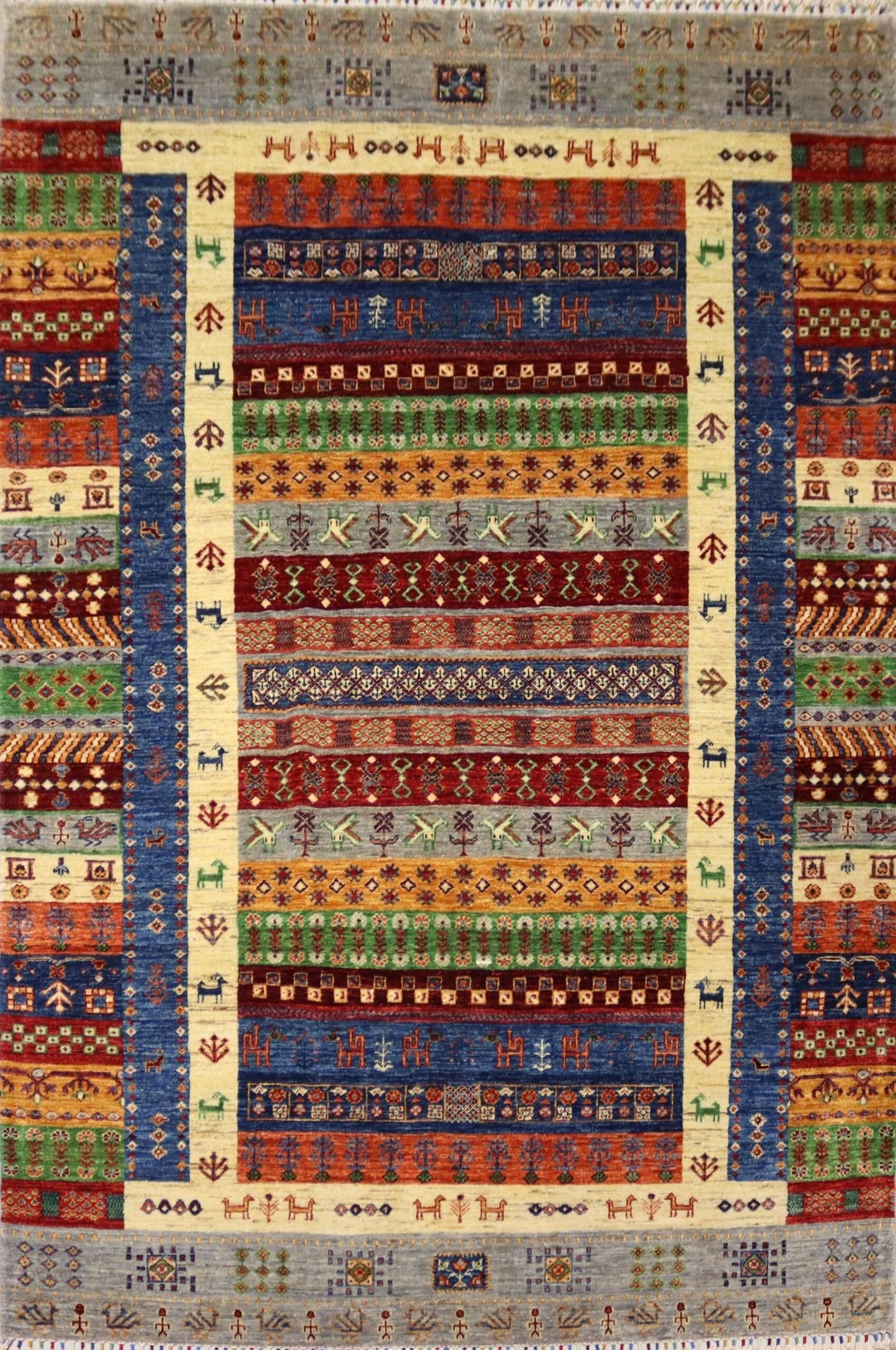 Afghan Khurjeen Design Rug -8.3×5.6 Ft.