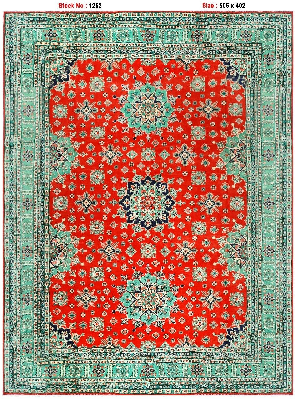 Afghan Handmade Rug -Stock -Size-506 X 402-Cm-16.6×13.1 FT.