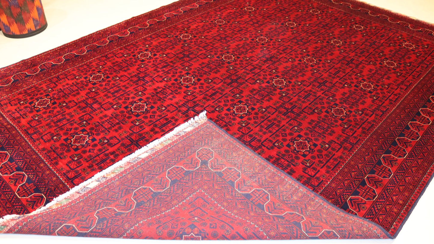 Red Afghan Turkmen Rug – 11.7X 8.2 FT.