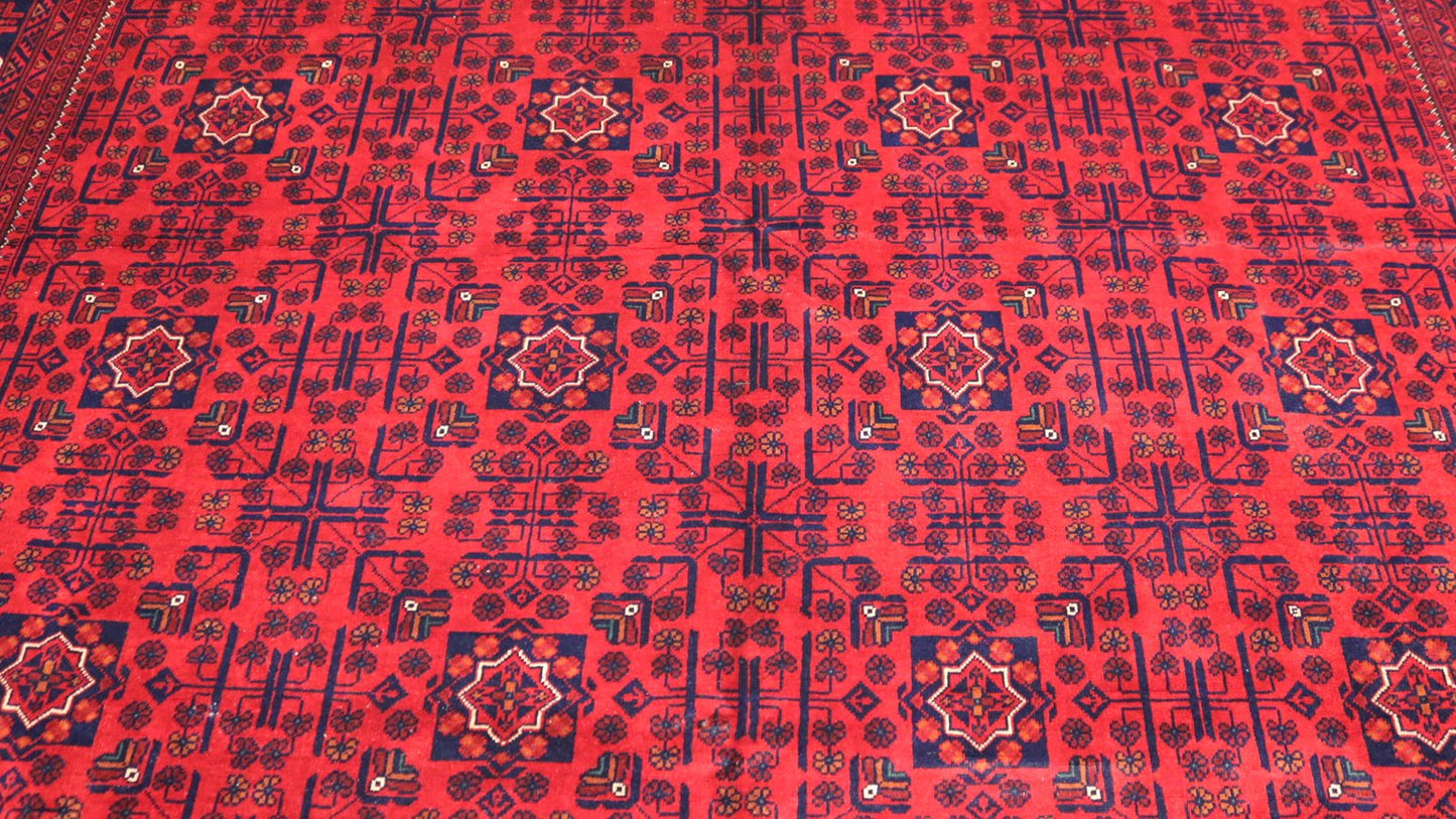 Red Afghan Turkmen Rug – 11.7X 8.2 FT.