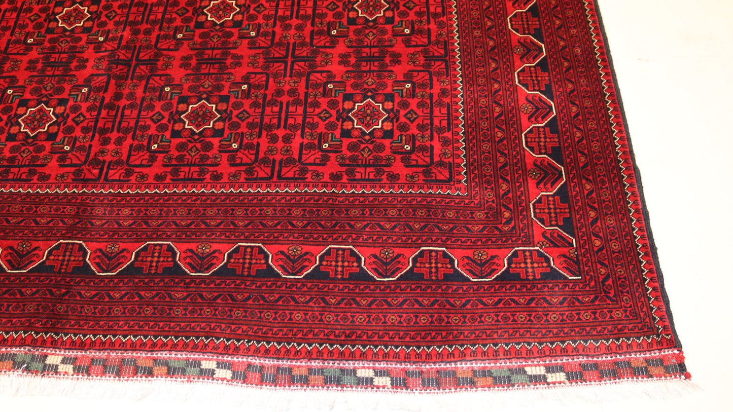 Red Afghan Turkmen Bukhara Fine Rug – 11.4X8.1FT.