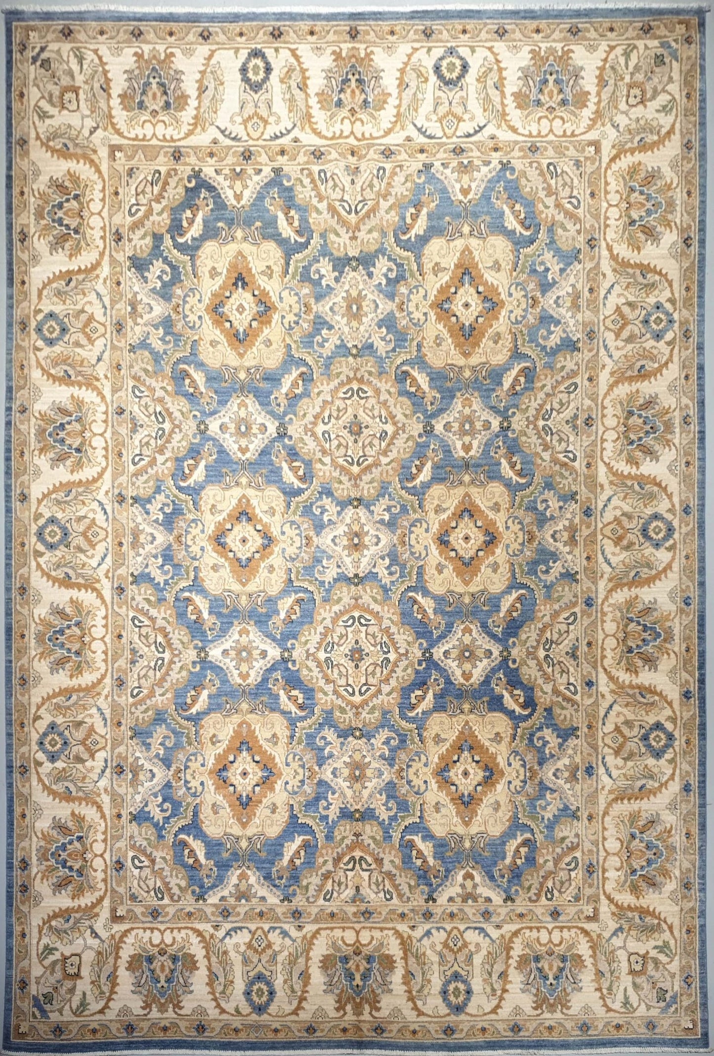 Handmade Light Blue Area Rugs -364 X 271 CM-11.9 X8.8 Ft