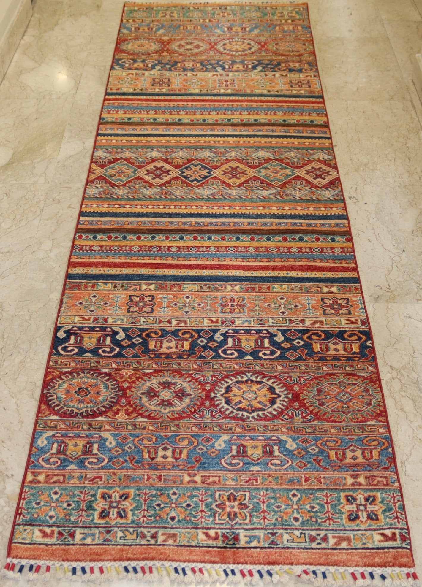 Afghan Handmade Rug-Size-303X79-Cm–9.9X2.5 Ft.