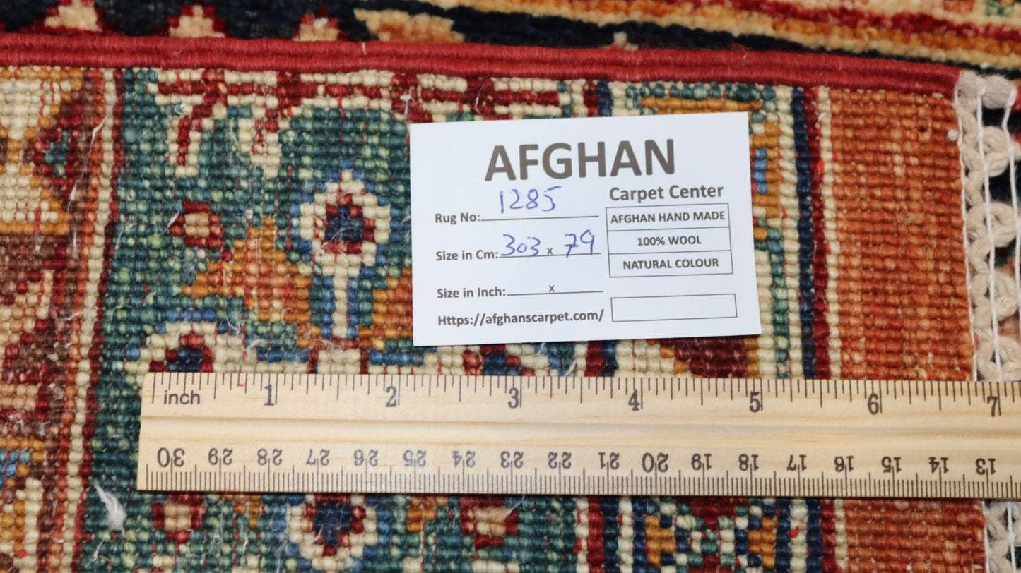 Afghan Handmade Rug-Size-303X79-Cm–9.9X2.5 Ft.