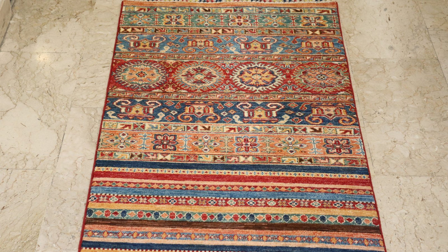 Afghan Handmade Rug-Size-303X79-Cm–9.9X2.5 Ft.