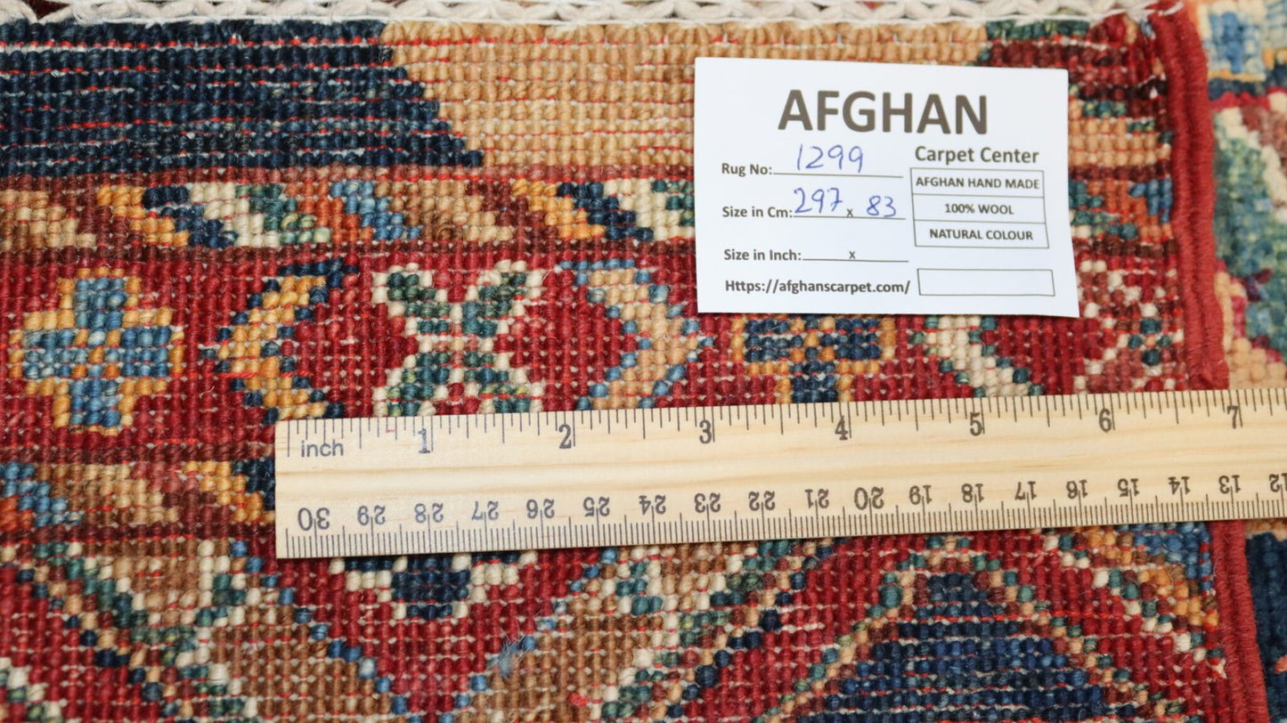 Afghan Handmade Rug-Size-297X83-Cm–9.7X2.7 Ft.