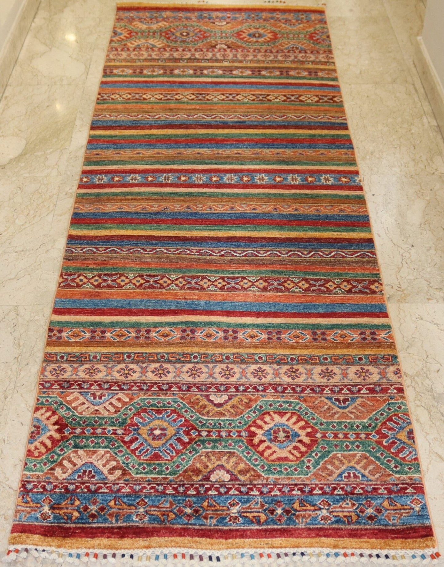 Afghan Handmade Rug-Size-265X90-Cm–8.6X2.9 Ft.