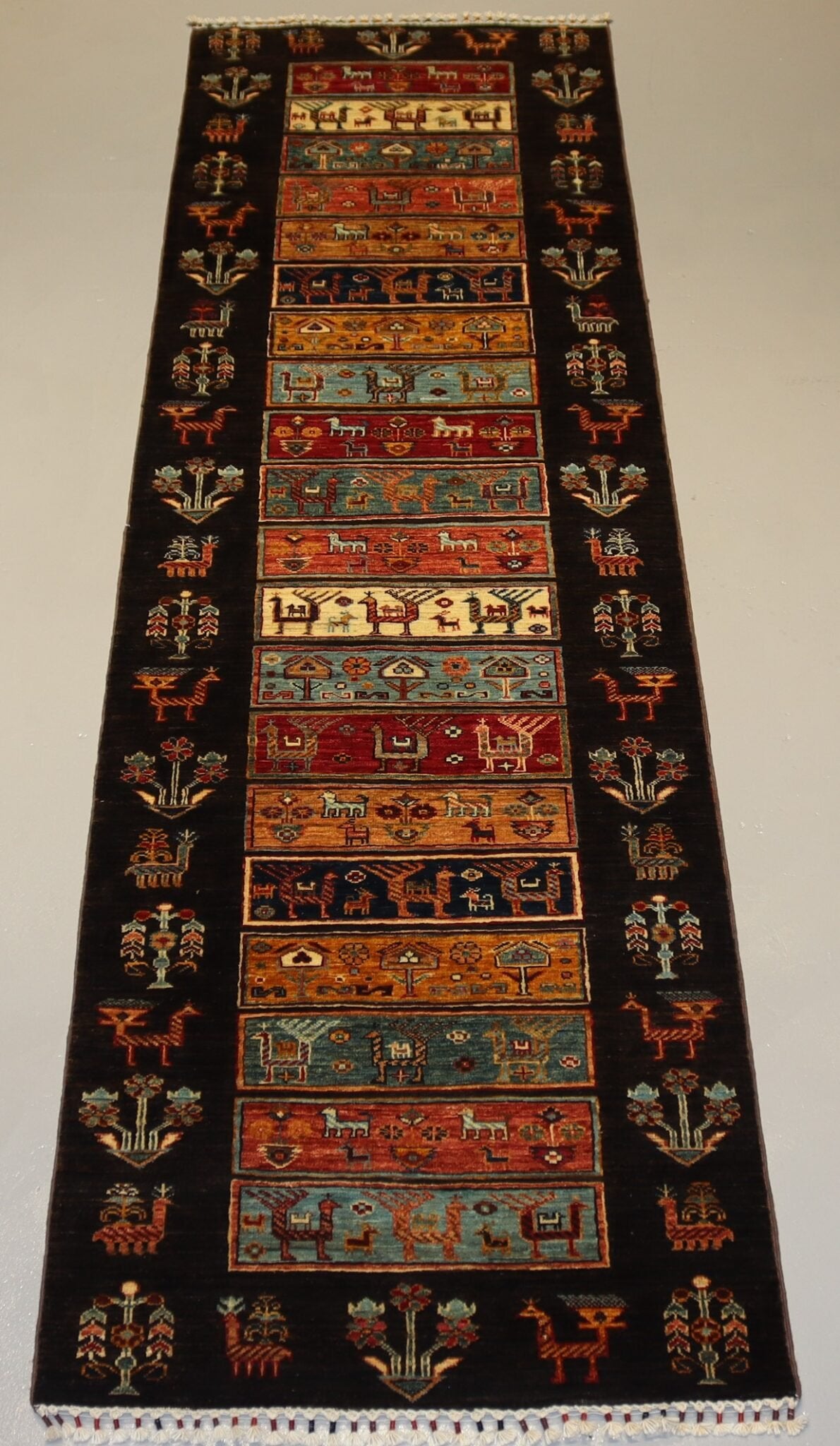 Afghan Handmade Rug -Size-306X86-CM-10.0X2.8 FT.