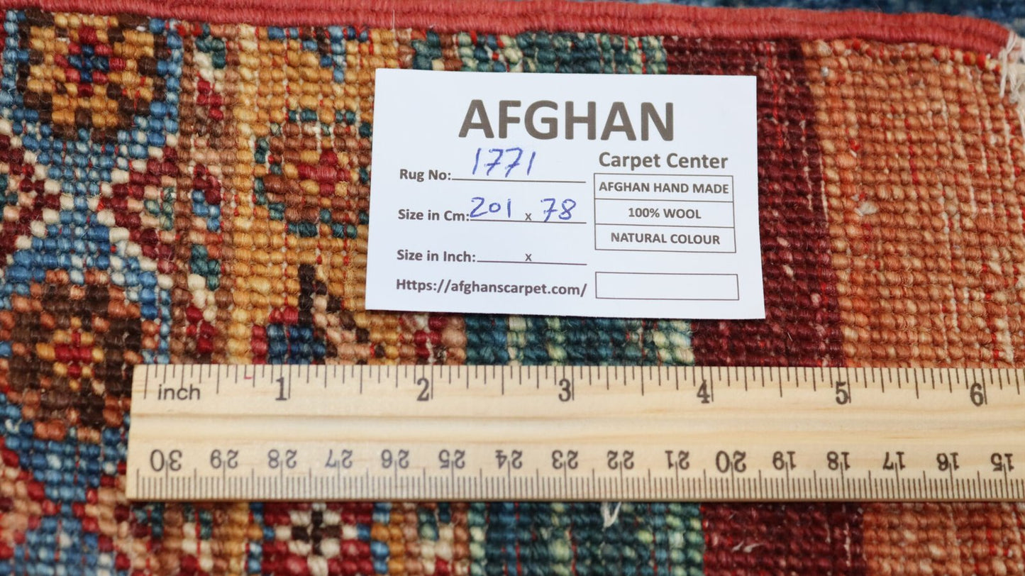 Afghan Handmade Rug-Size-201X78-Cm–6.5X2.5 Ft.