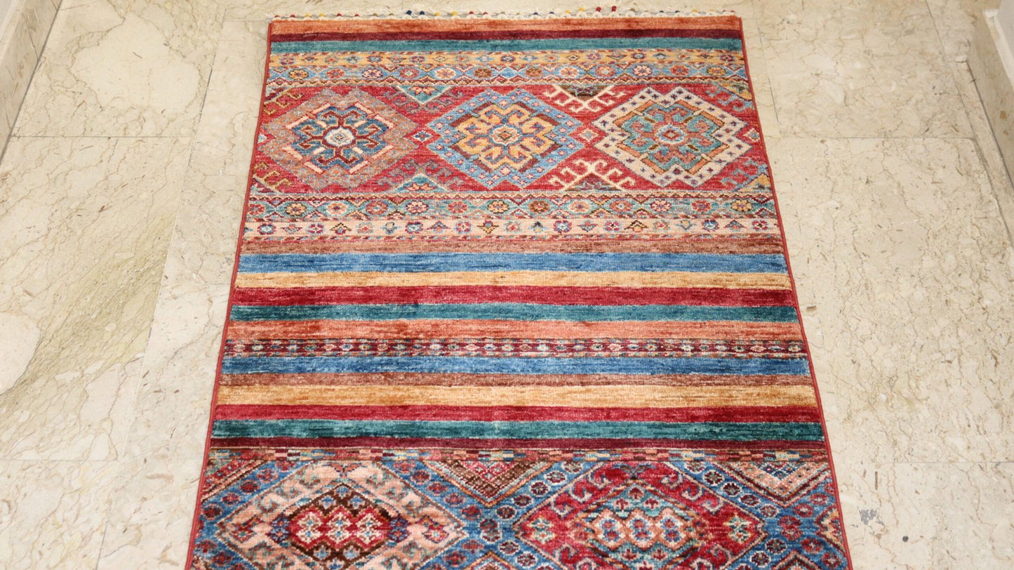 Afghan Handmade Rug-Size-201X78-Cm–6.5X2.5 Ft.