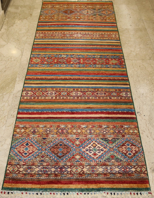 Afghan Handmade Rug -Size-263X83-Cm-8.6X2.7 Ft.