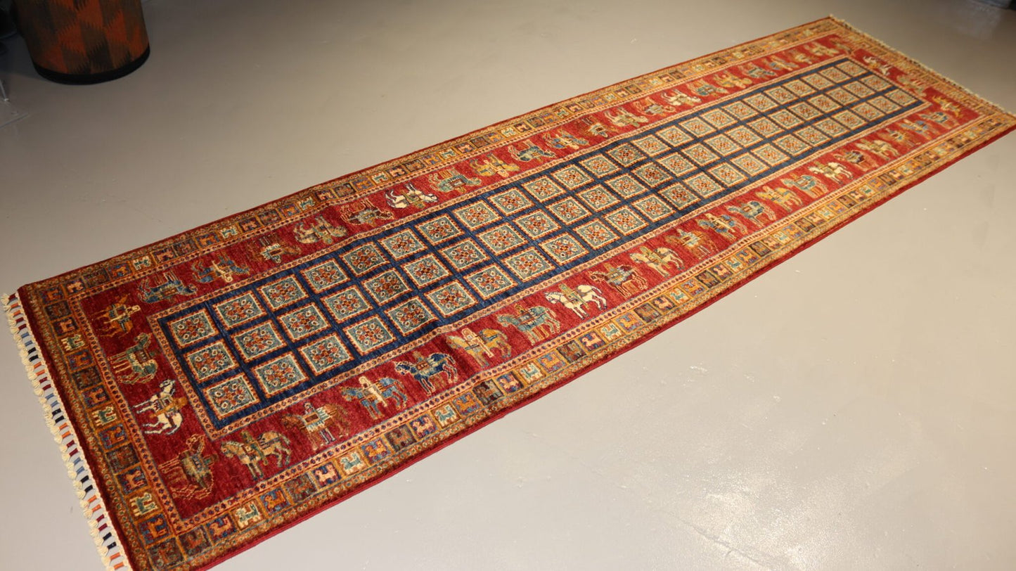 Afghan Handmade Rug-Size- 312X88 Cm-10.2×2.8 Ft.