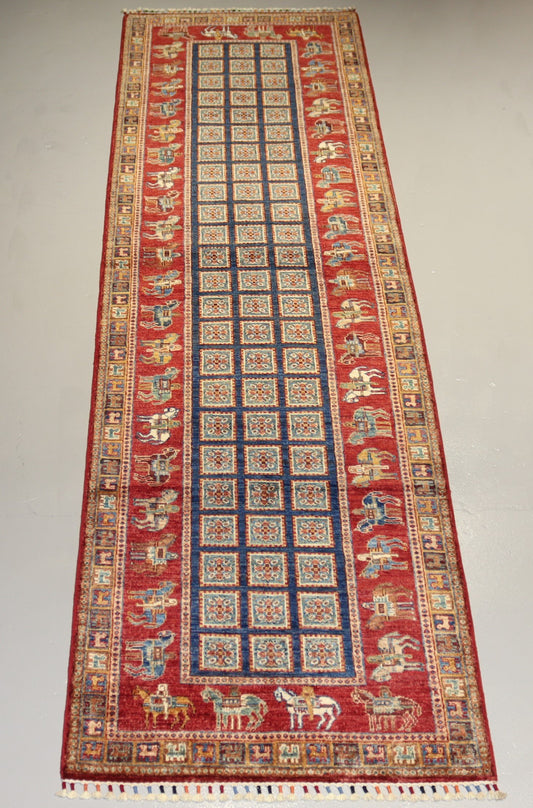 Afghan Handmade Rug-Size- 312X88 Cm-10.2×2.8 Ft.