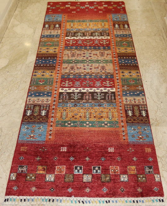 Afghan Handmade Rug-Size-260X85-Cm-8.5X2.7 Ft.