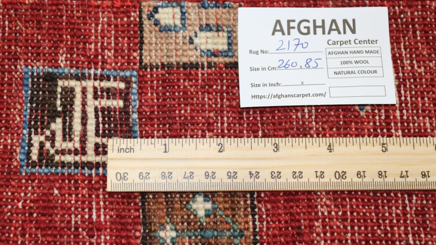 Afghan Handmade Rug-Size-260X85-Cm-8.5X2.7 Ft.