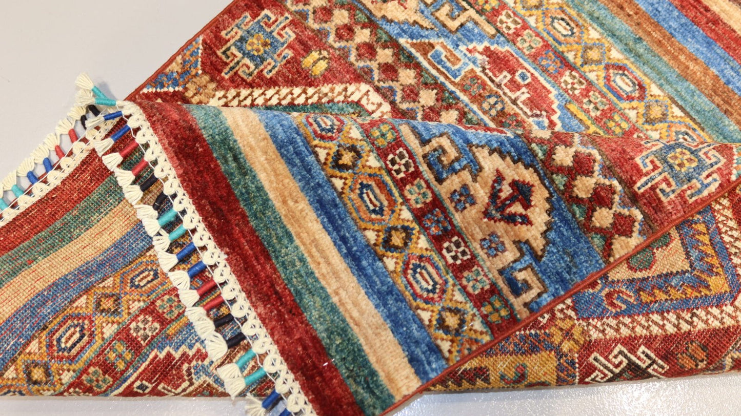 Afghan Handmade Rug-Size-348X83Cm-11.4×2.7 Ft.