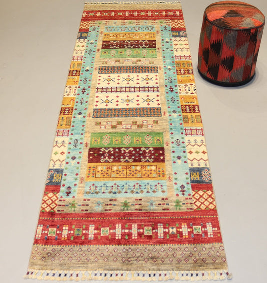 Afghan Handmade Rug-Size-242X78-CM 7.9×2.5 FT.