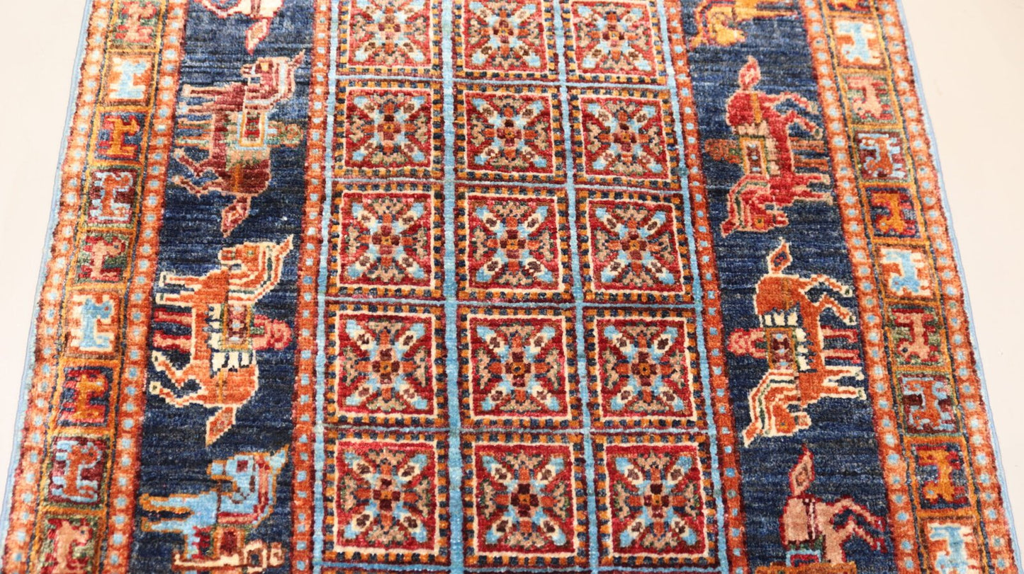 Afghan Handmade Animal Design Hallway Rug -Size-252X84-CM8.2×2.7 FT.