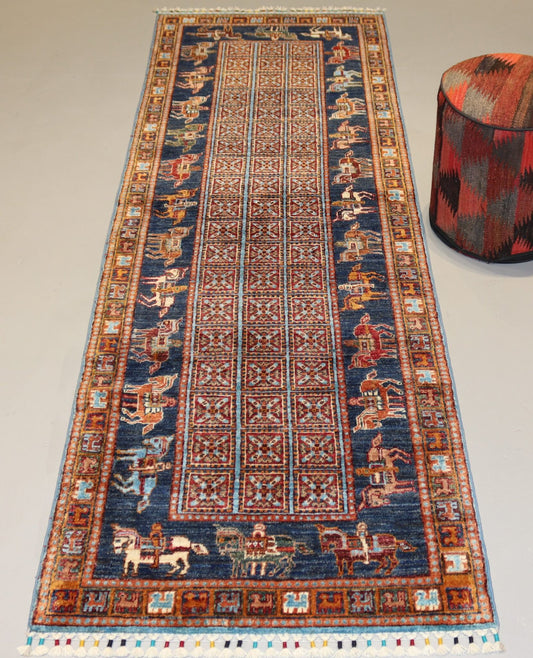 Afghan Handmade Animal Design Hallway Rug -Size-252X84-CM8.2×2.7 FT.