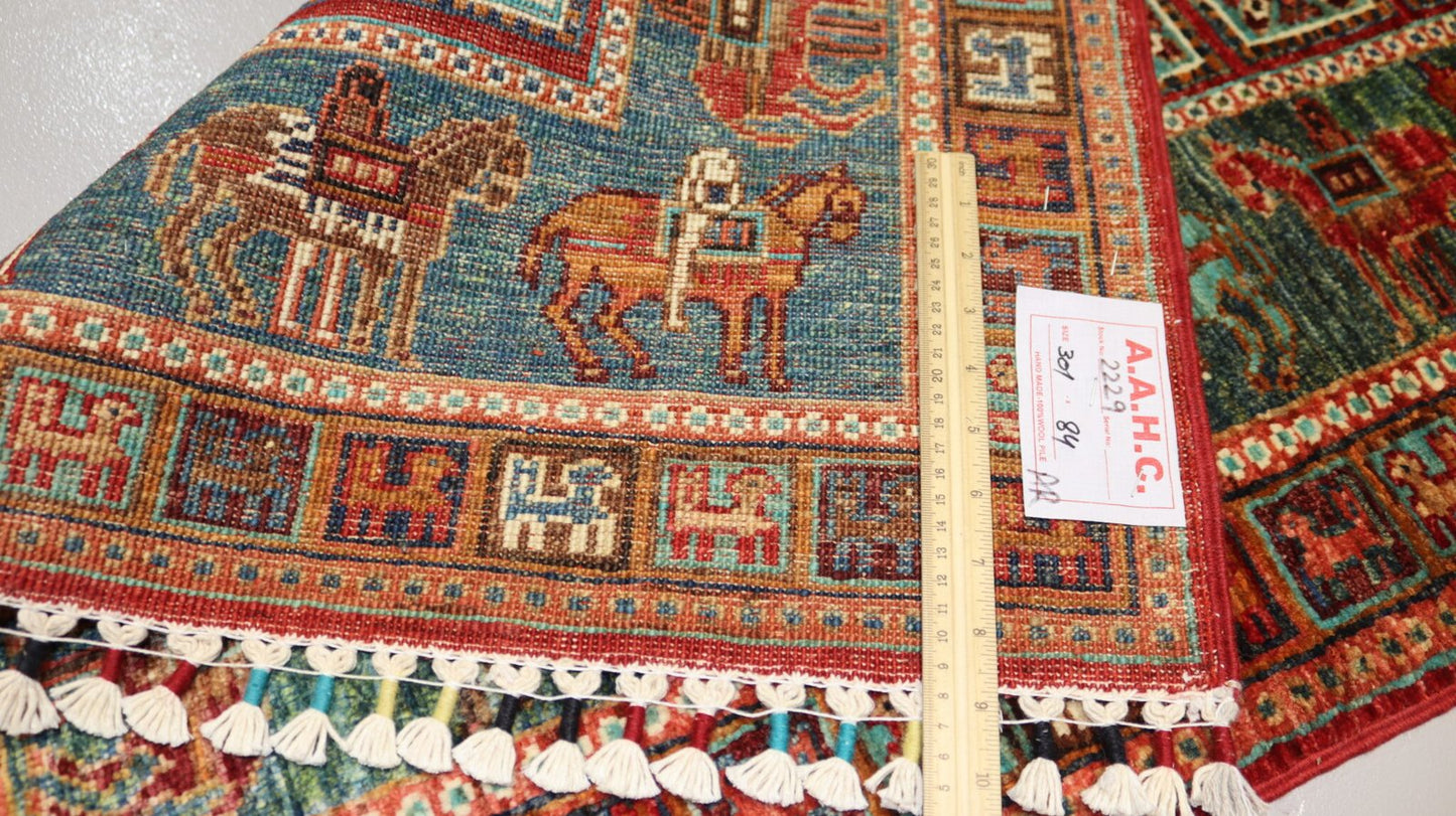 Afghan Handmade Rug-Size-301X84-CM 9.9×2.7 FT. OUT OF STOCK