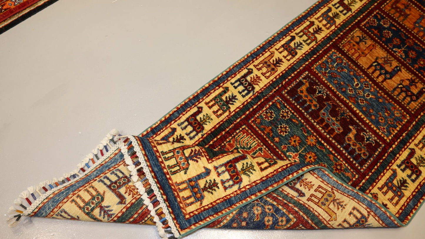 Afghan Handmade Rug-Size-246X75Cm-8.1×2.4 Ft.