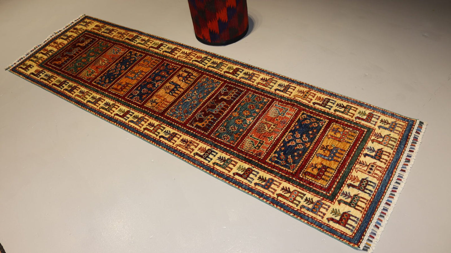 Afghan Handmade Rug-Size-246X75Cm-8.1×2.4 Ft.