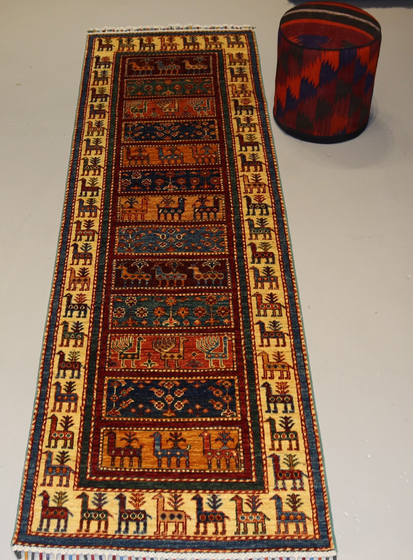 Afghan Handmade Rug-Size-246X75Cm-8.1×2.4 Ft.