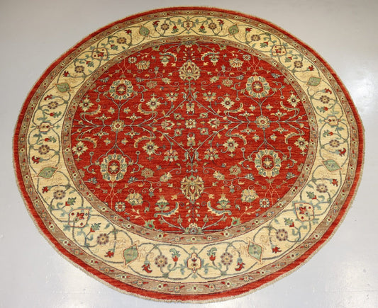 Afghan Handmade Round Rug  -Size-250 X 250 Cm-8.2 X 8.2 Ft.