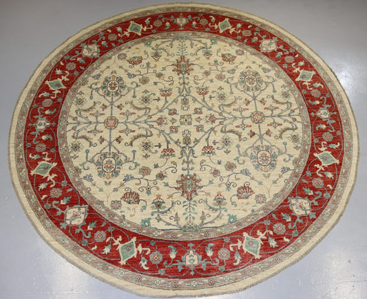 Afghan Handmade Round Rug -Size- 250 X 250 Cm–8.2 X 8.2 Ft.