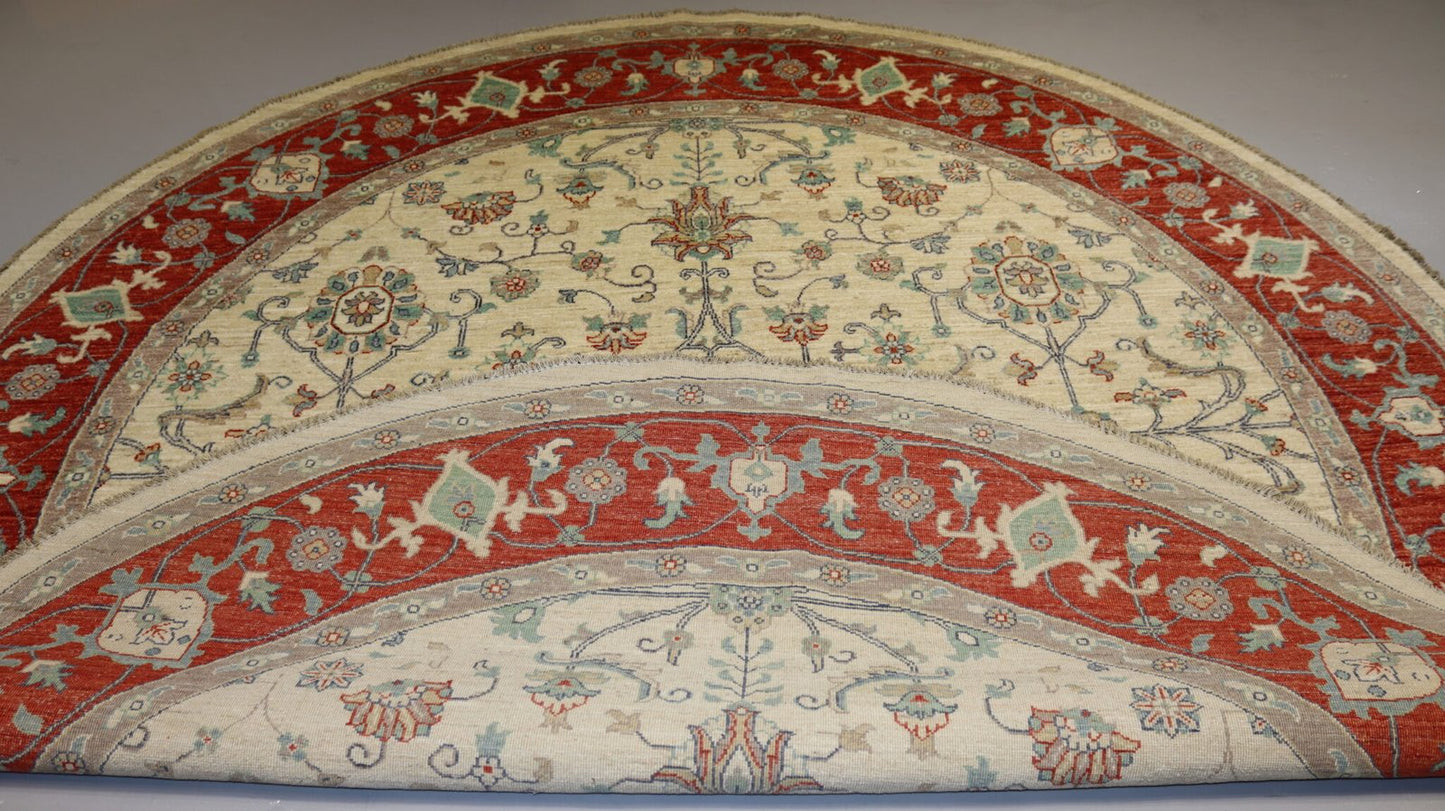 Afghan Handmade Round Rug -Size- 250 X 250 Cm–8.2 X 8.2 Ft.