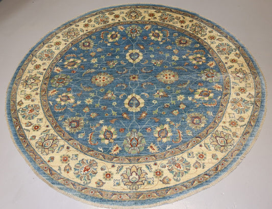 Afghan Handmade Round Rug -Size- 200 X 200 Cm–6.5 X 6.5 Ft.