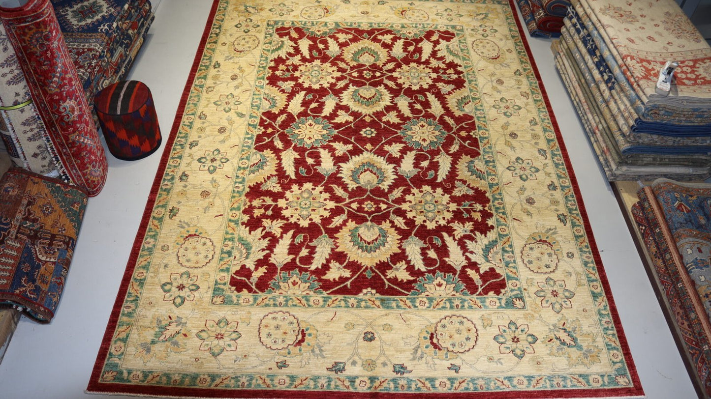 Afghan Red Ziegler Rugs -12.4 X 8.9 Ft