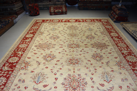 Afghan White Ziegler Rugs - 11.7 X 8.9 Ft