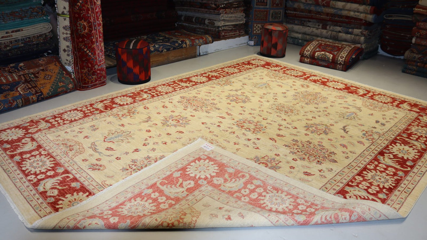 Afghan White Ziegler Rugs - 11.7 X 8.9 Ft