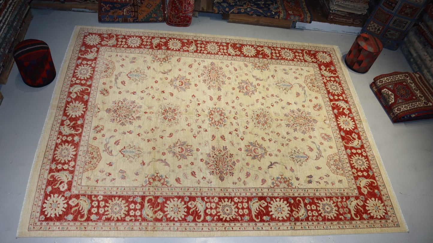 Afghan White Ziegler Rugs - 11.7 X 8.9 Ft