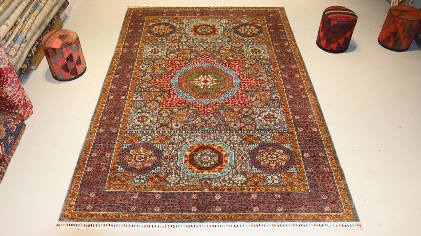 Afghan Mamlok Design Rug - 10.2×9.6.7Ft.