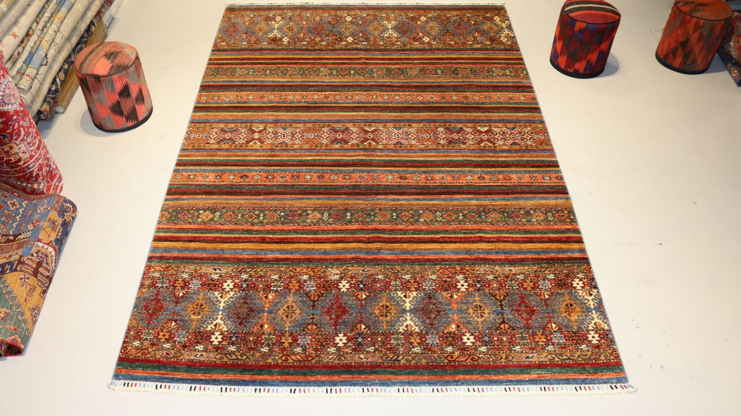 Afghan Tribal Design Rug - 10.1×6.8.Ft.