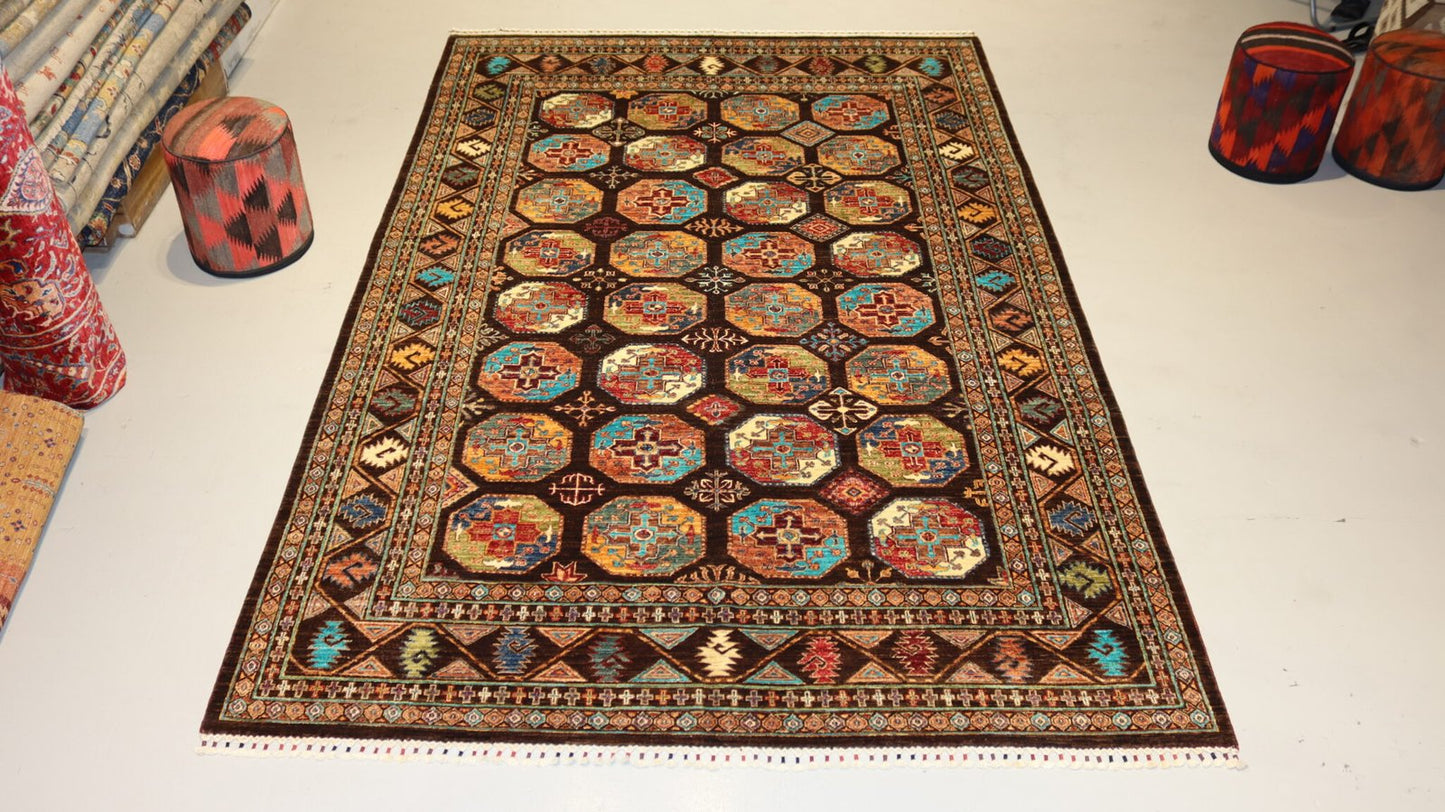 Afghan Tribal Handmade Filpa Design Rug - 10.1×6.6Ft.