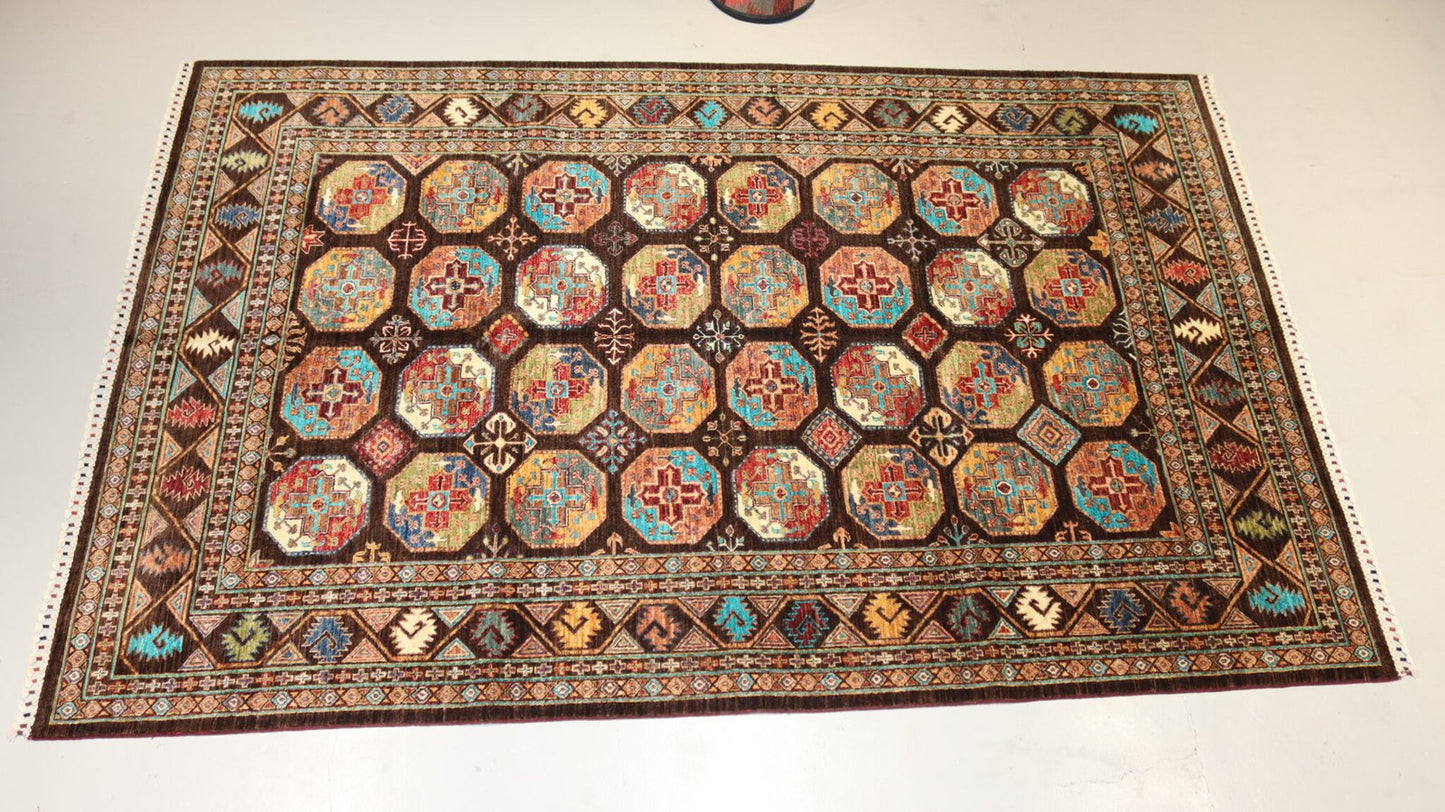 Afghan Tribal Handmade Filpa Design Rug - 10.1×6.6Ft.