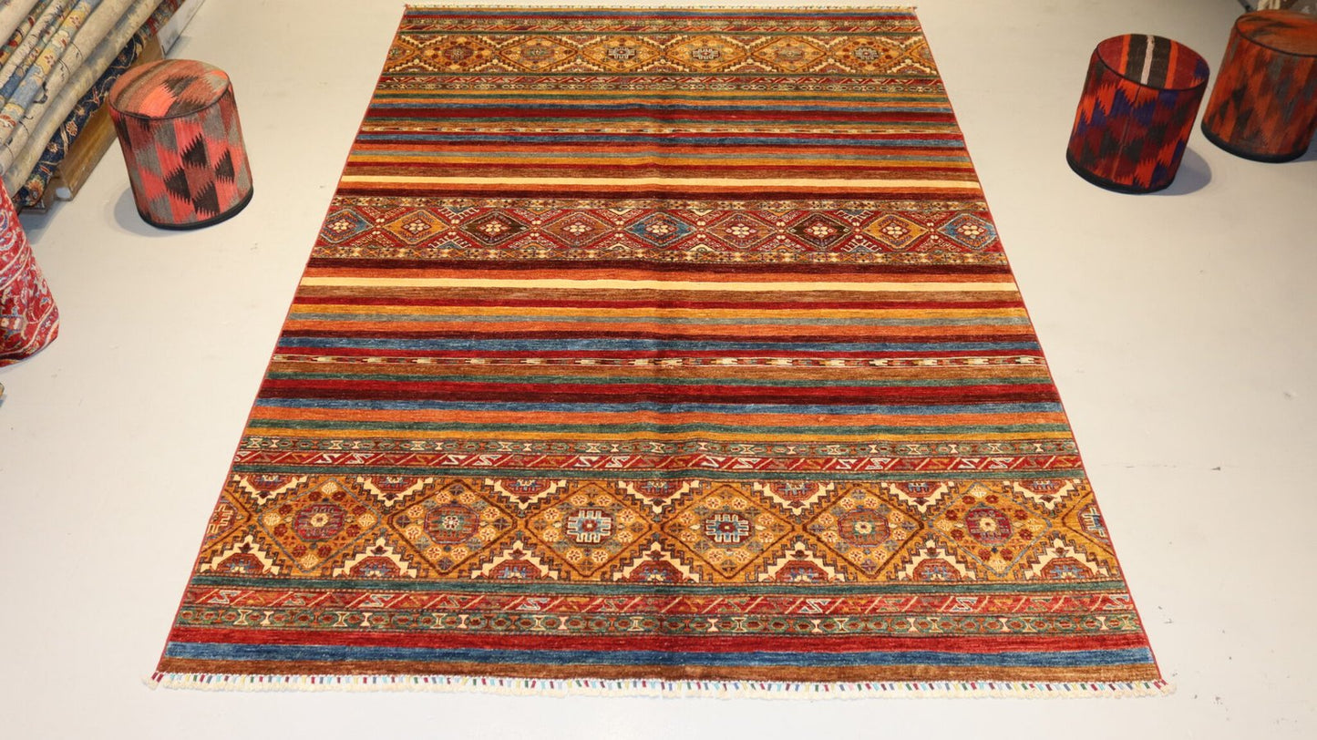 Afghan Khurjeen Rug -10.1×6.7 Ft.