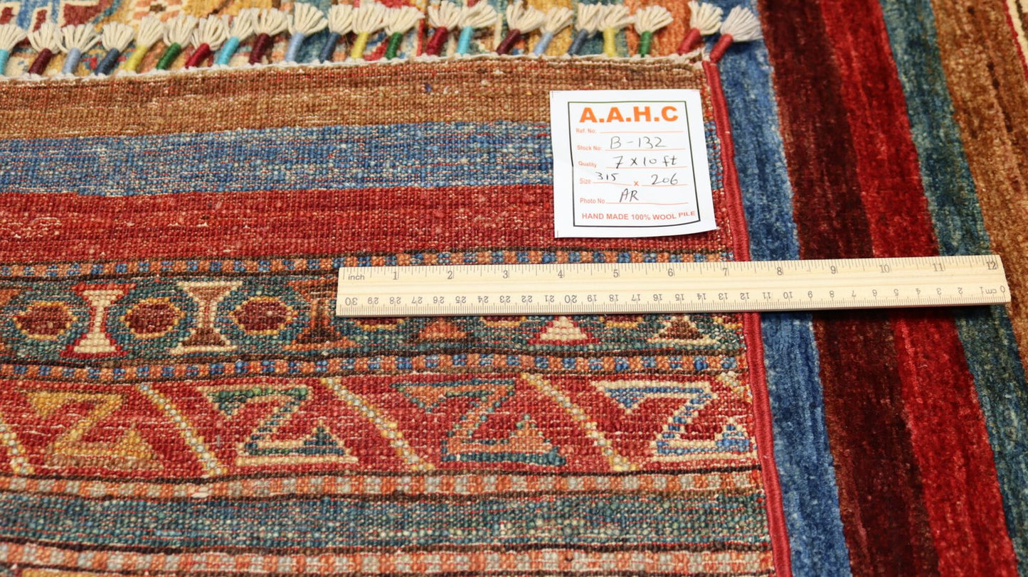 Afghan Khurjeen Rug -10.1×6.7 Ft.