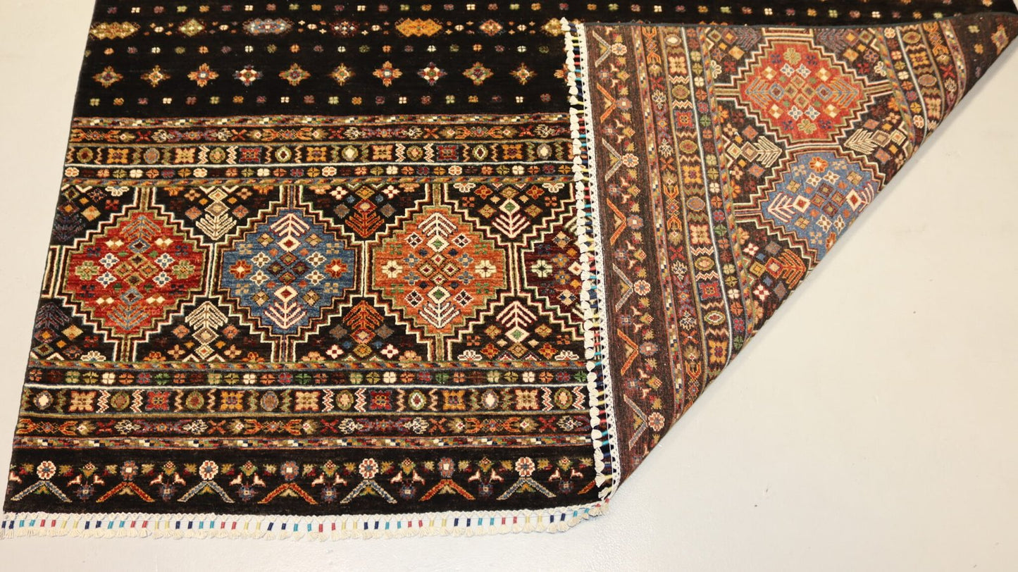 Handmade Black Khurjeen Rug - 10×7 Ft.