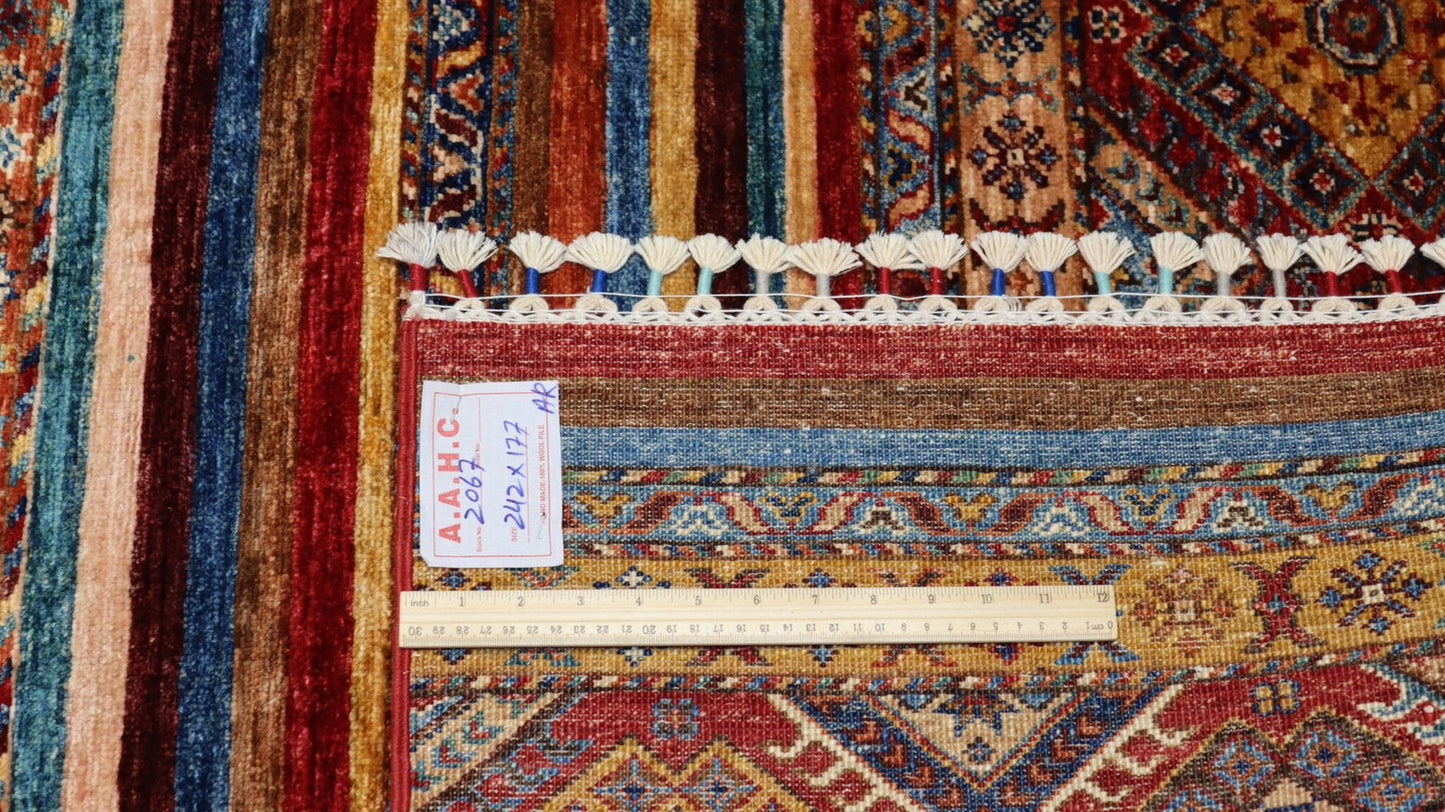 Red Handmade Rug  -7.9×5.8 Ft.